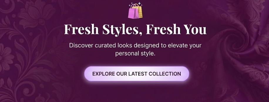 Fresh styles and trendy women’s fashion collection with a stylish purple background.
